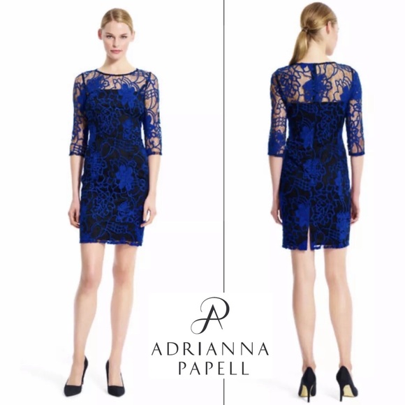 Adrianna Papell Women’s Dress  Blue Lace size 4 - Picture 1 of 16